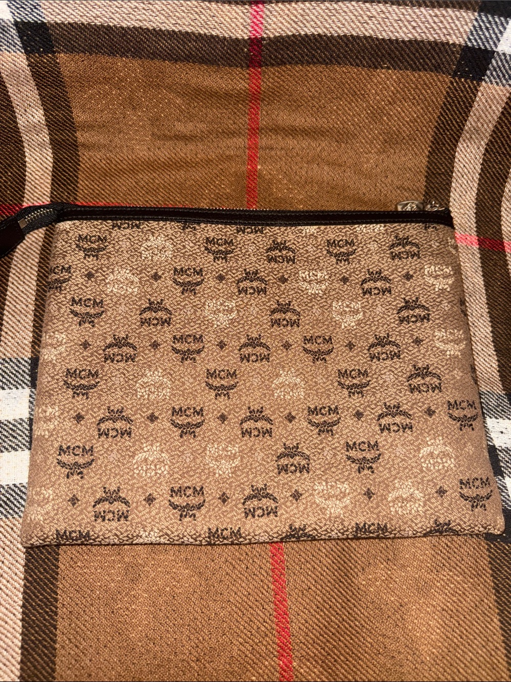 MCM  Authentic Tan Monogram Pouch - Picture 3 of 8